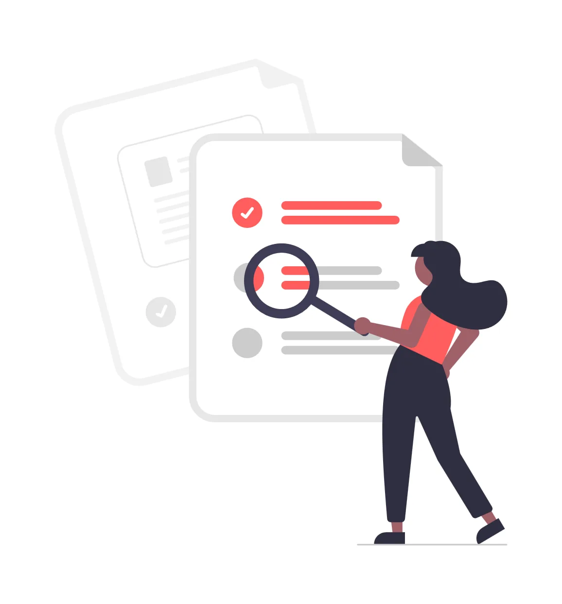 Illustration of a researcher searching through files